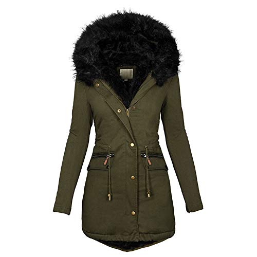 FUPODD Wintermantel Damen Lang Warm Gefüttert Mantel Damen Winter Softshellmantel Damen Gefüttert Übergangsmantel Damen Fellimitat Funktionsparka Damen Winter Trenchcoat Damen Winter Daunenmantel von FUPODD