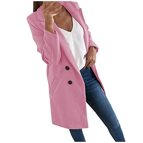 FUPODD Wolljacke Damen Winter Bodenlanger Mantel Wintermantel Damen Lang Warm Gefüttert Übergangsmantel Damen Mantel Damen Winter Trenchcoat Damen Winter Winterjacke Damen Grosse Grössen Wollmantel von FUPODD