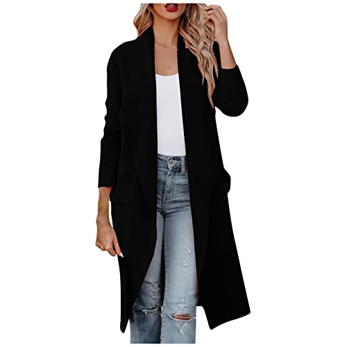 Wollmantel Damen Lang Jacke Winter Lang Dicke Winterjacke Übergangsjacke Damen Thermojacke Mantel Ohne Kapuze Mantel Fleecemantel Damenmantel Wolljacke Frauen Übergangsmantel Trenchcoat von FUPODD