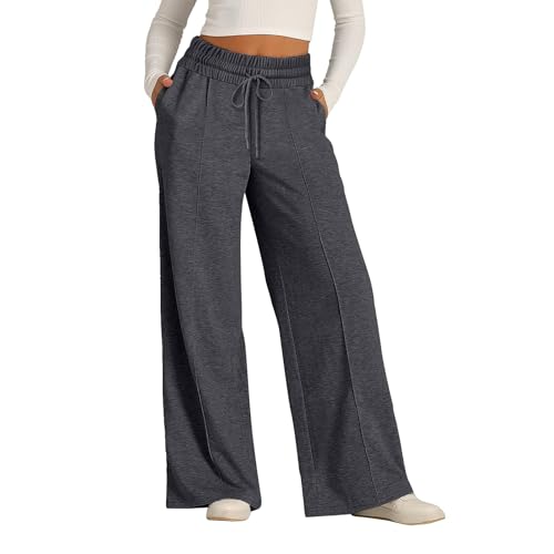 FUPODD Yogahose Damen Hohe Taille Jogginghose Damen Jogger Sporthose Sporthose Damen Lang Gerades Beintrainingshose Streifen Sweatpants Stretch Bequeme Sommerhose Damen Leicht Weites Bein von FUPODD
