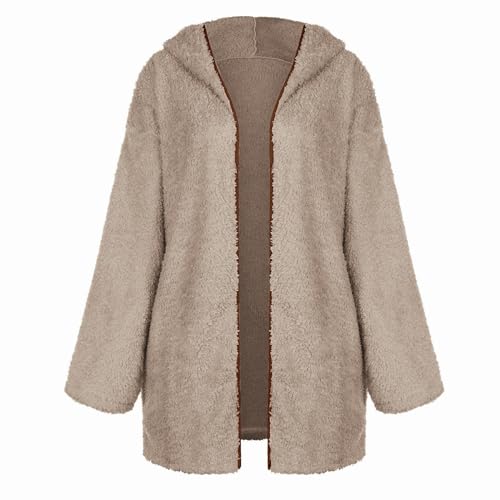 Fleece Winterjacke Damen Lang Warm Gefüttert Outdoorjacke Jacke Winter Leichte Dicke Übergangsjacke Plüschmantel Thermojacke von FUPODD