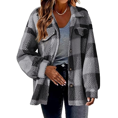 Fleecejacke Damen Ohne Kapuze Teddyjacke Freizeit Winterjacke Damen Warm Teddy Mantel Optional Reißverschluss Knöpfen Plüschjacke Winter Kuscheljacke Damen Flauschig Übergangsjacke Frauen von FUPODD