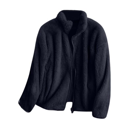 Fleecejacke Damen Stehkragen Teddyjacke Reißverschluss Plüschjacke Frauen Freizeit Kuscheljacke Flauschig Jacke Winter Einfarbig Winterjacke Damen Warm Dicke Elegant Mantel Weich Bequem von FUPODD