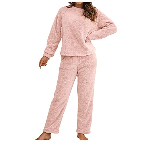 Hausanzug Damen Innenfutter 2 Teiler Winter Freizeitanzug Damen Flauschig Damen Hausanzug Teddyfleece Hosenanzüge Einfarbig Zweiteiler Jogginganzug übergröße Damen Anzug Damen Hosenanzug Plüsch von FUPODD