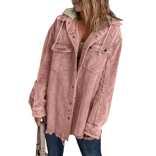 Hemdjacke Damen Oversized Cordjacke Damen Winter Herbstjacke Button Down Corduroy Leichte Jacket Cord Hemd Mit Kapuze Langarm Bluse Mit Tasche Casual Jacke Musselin Bluse Frauen Elegant Hemdjacke Damen Oversized Cordjacke Damen Winter Herbstjacke Button Down Corduroy Leichte Jacket Cord Hemd Mit Kapuze Langarm Bluse Mit Tasche Casual Jacke Musselin Bluse Frauen Elegant von FUPODD