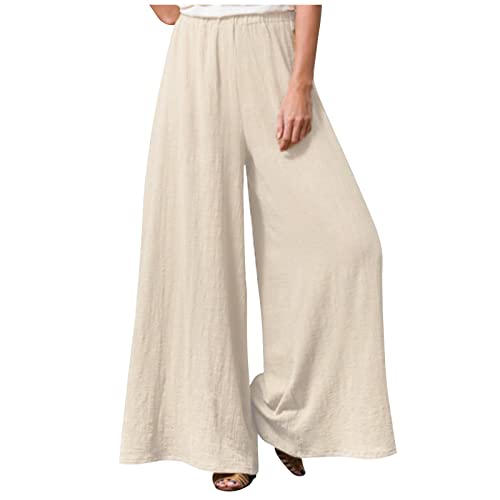 Hose Damen Sommer High Waist leichte Sommerhose Damen Blumenmuster Plissee Palazzo Hose mit Gummizug Weites Bein Freizeithose Damen Schlaghose Elegant Farbverlauf Marlenehose für Frauen von FUPODD