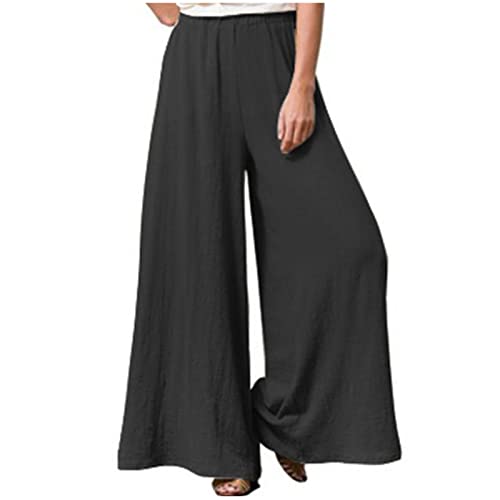 Hose Damen Sommer High Waist leichte Sommerhose Damen Blumenmuster Plissee Palazzo Hose mit Gummizug Weites Bein Freizeithose Damen Schlaghose Elegant Farbverlauf Marlenehose für Frauen von FUPODD