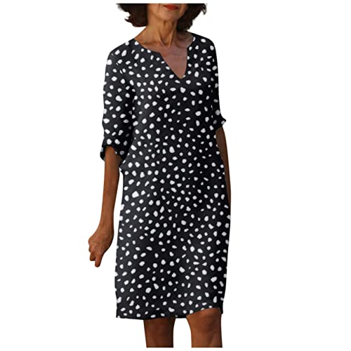 Italienische Kleider Damen Kleid A Linie Damen Luftige Sommerkleider Weisses Shirtkleid Sommer Weiss Strandkleid Große Größen Sommerkleidung Weißes Kleid Knielang Multiway Schwarzes von FUPODD