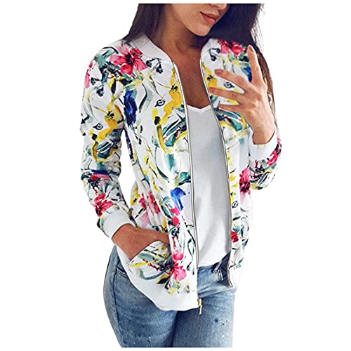 Jacke Damen Winter Bomberjacke Blumenmuster Coat Blouson Reißverschluss Damen-Jacken Frühling Jacket Mädchen Outwear College Jacke Leichte Pilotenjacke Langarm Fliegerjacke Frauen Pilotenjacke Jacke Damen Winter Bomberjacke Blumenmuster Coat Blouson Reißverschluss Damen-Jacken Frühling Jacket Mädchen Outwear College Jacke Leichte Pilotenjacke Langarm Fliegerjacke Frauen Pilotenjacke von FUPODD