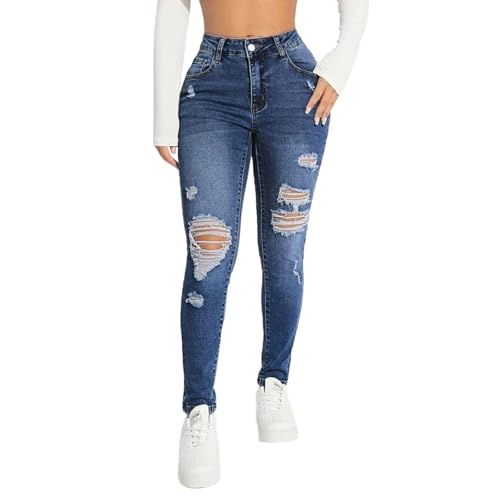 Jeans Damen High Waist Damen Jeans Mode Zerrissen Jeans Damen Skinny Jeans Damen Stretch Damen Hosen Jeans Casual Jeanshosen Elegant Damen Jeans Hose Slim Jeanshose Frauen Classic Denim von FUPODD