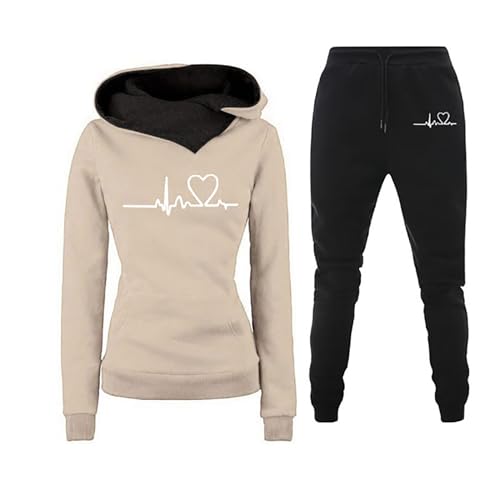 Jogginganzug Damen Set Trainingsanzug Zweiteiler Frauen Sport Anzug Polyester Freizeitanzug Kapuzenjacke&Sporthose Hoodies & Jogger Streatwear Trainingsanzüge Damen Sportanzug von FUPODD