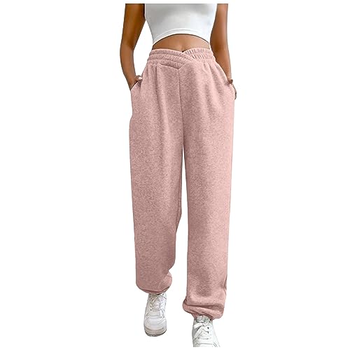 Jogginghose Baumwolle Sporthose Lang Trainingshose Sweathose High Waist Freizeithose Herbst Winter Elegante Slim Fit Frauen Sweatpants Laufen Fitness Casual Basics von FUPODD
