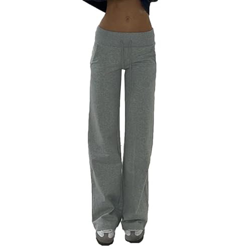 Jogginghose Damen Baggy Lang Sporthose Frauen Weitem Bein Traininghose Lockere Sweathose Freizeithosen Geradem Bein Hose Mit Taschen Yogahose Loose Sweatpants Mit Elastischem Bund Kordelzug von FUPODD