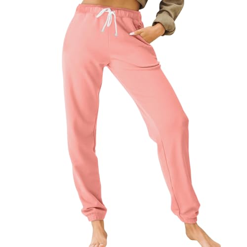 Jogginghose Damen Baggy Sporthose Damen Lang Warme Jogginghose Frauen Gummizug Jogginghose Winter Laufhose Kuschelhose Freizeithose Wanderhose Damen Trainingshose Gym Sweatpants Mit Taschen von FUPODD