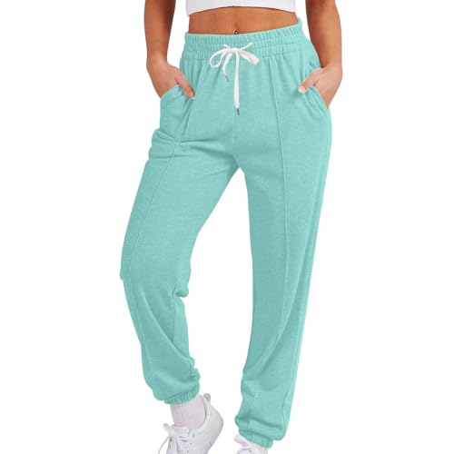 Jogginghose Damen Baggy Sporthose Frauen Hoher Taille Freizeithosen Gummibund Laufhosen Mit Taschen Sweathose Bequeme Stoffhose Lockere Hosen Fitness Trainingshose Casual Mode Loungewear von FUPODD