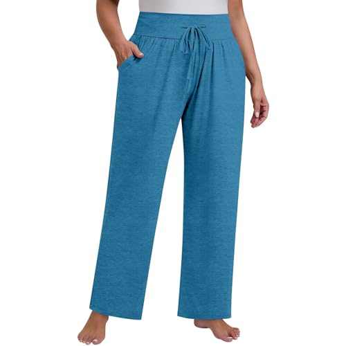Jogginghose Damen Baggy Sporthose Frauen Lang Gummibund Kordelzug Yogahose Comfy Sweatpants Weites Bein Hose Mit Taschen Freizeithose Fitness Training Hosen Locker Sweathose Jogging Laufhosen von FUPODD