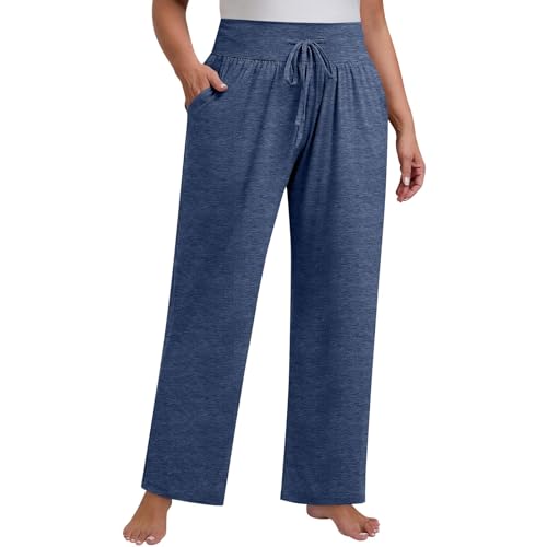 Jogginghose Damen Baggy Sporthose Frauen Lang Gummibund Kordelzug Yogahose Comfy Sweatpants Weites Bein Hose Mit Taschen Freizeithose Fitness Training Hosen Locker Sweathose Jogging Laufhosen von FUPODD