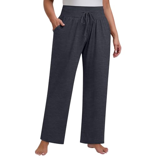Jogginghose Damen Baggy Sporthose Frauen Lang Gummibund Kordelzug Yogahose Comfy Sweatpants Weites Bein Hose Mit Taschen Freizeithose Fitness Training Hosen Locker Sweathose Jogging Laufhosen von FUPODD