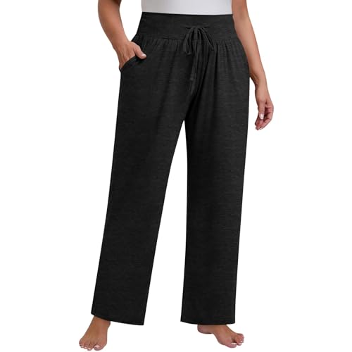 Jogginghose Damen Baggy Sporthose Frauen Lang Gummibund Kordelzug Yogahose Comfy Sweatpants Weites Bein Hose Mit Taschen Freizeithose Fitness Training Hosen Locker Sweathose Jogging Laufhosen von FUPODD