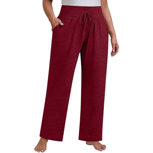 Jogginghose Damen Baggy Sporthose Frauen Lang Gummibund Kordelzug Yogahose Comfy Sweatpants Weites Bein Hose Mit Taschen Freizeithose Fitness Training Hosen Locker Sweathose Jogging Laufhosen von FUPODD