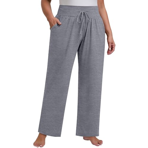 Jogginghose Damen Baggy Sporthose Frauen Lang Gummibund Kordelzug Yogahose Comfy Sweatpants Weites Bein Hose Mit Taschen Freizeithose Fitness Training Hosen Locker Sweathose Jogging Laufhosen von FUPODD