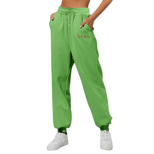Jogginghose Damen Baggy Sporthose Frauen Lang Hose Elastischem Bund Yogahose High Waist Sweathose Mit Taschen Freizeithose Fitness Traininghose Lockere Laufhosen Sweatpants Jogging Hosen von FUPODD