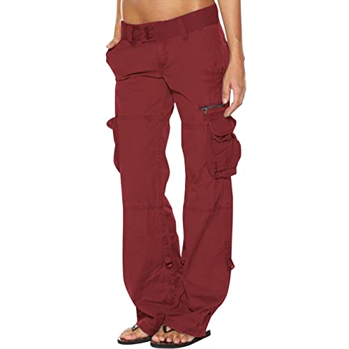 Jogginghose Damen High Waist Hose Baggy Cargohose Indie ästhetische Kordelzug Loose Pocket Jogger Hose Hippie Punk Streetwear Freizeithose Sporthose Wanderhose Zip Off Trekkinghose Stretch von FUPODD