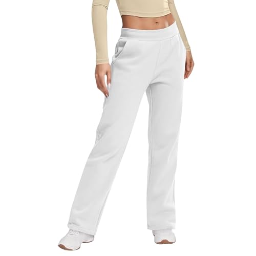 Jogginghose Damen Lang Baggy Sporthose Bequeme Traininghose Weites Bein Laufhosen Lockere Freizeithose Sweatpants Frauen Geradem Bein Hosen Elastischem Bund Hose Jogger Yogahose Mit Taschen von FUPODD
