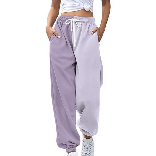 Jogginghose Damen Lang Baggy Sporthose Damen Bequeme Hosen Damen Loose Sweathose Mit Taschen Trainingshose Oversize Laufhose Damen Mit Gummizug Freizeithosen Frauen High Waist Wanderhose von FUPODD