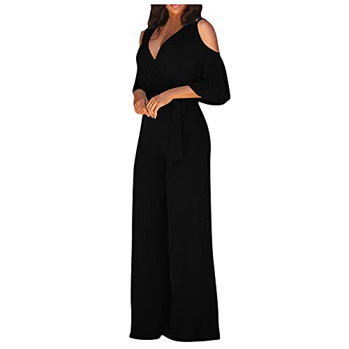 Jumpsuit Damen Elegant Festlich Hosenanzug Lang Weites Bein Einteiler Für Hochzeit Jumpsuits Sommer Lange Beine Overall Festlicher Playsuit Frauen Hochzeitsgäste Eleganter Onesie Einfarbig von FUPODD