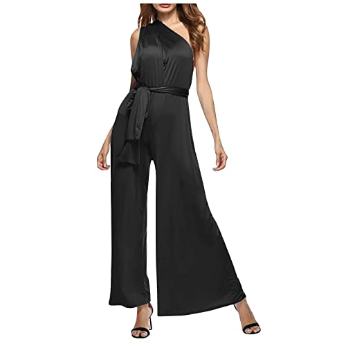 Jumpsuit Damen Elegant Festlich Multiway Hochzeitsgast Overall Sommer Lang Weites Bein Hosenanzug Eleganter Jumpsuits Für Frauen One Shoulder Playsuit Für Hochzeit Romper Ärmellos Einteiler von FUPODD