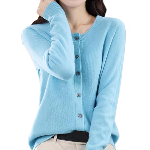 Kaschmir Pullover Damen Winter Strickjacke Knöpfen Wollpullover Merinowolle Strickpullover Langarm Elegant Pulli Frauen Fleecepullover Baumwollpullover Kuschelige Cardigan Casual Strickjacken von FUPODD