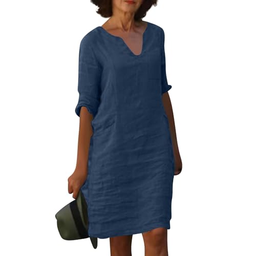 Kleid Damen Sommer Elegant Sommerkleider Kurz Luftiges Sommerkleid A Linie Kleidung Sommer Kaftan Damen Kurz Boho Tshirt Kleid Elegantes Freizeitkleid Damenkleid Knielang Schickes Carmen von FUPODD