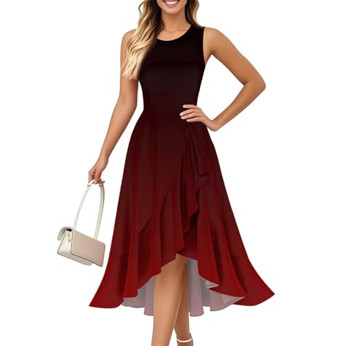 Kleid Damen Sommer Midi Sommerkleid Damen Leicht Und Luftig Partykleid Strandkleider T Shirt Kleid Ohne Ärmel Schwangerschaftskleid Leichte Luftige Sommerkleider A Linie Brautkleid Standesamt von FUPODD