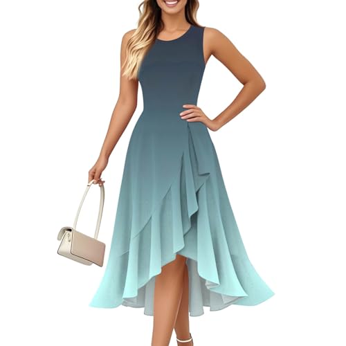 Kleid Damen Sommer Midi Sommerkleid Damen Leicht Und Luftig Partykleid Strandkleider T Shirt Kleid Ohne Ärmel Schwangerschaftskleid Leichte Luftige Sommerkleider A Linie Brautkleid Standesamt von FUPODD