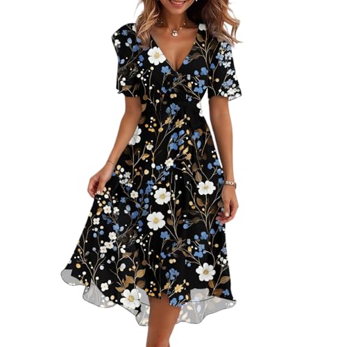 Kleid Damen Sommer Partykleid Sommerkleid Damen Leicht Luftig Strandkleider Musselin Kleid Sommerkleider A Linie Schwangerschaftskleid Leichte Luftige Brautkleid Standesamt Festtagskleider von FUPODD