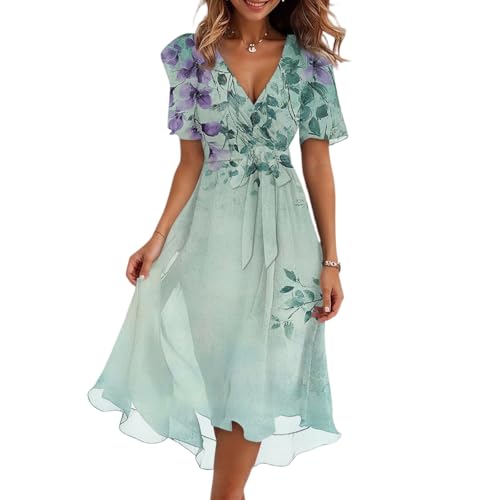 Kleid Damen Sommer Partykleid Sommerkleid Damen Leicht Luftig Strandkleider Musselin Kleid Sommerkleider A Linie Schwangerschaftskleid Leichte Luftige Brautkleid Standesamt Festtagskleider von FUPODD