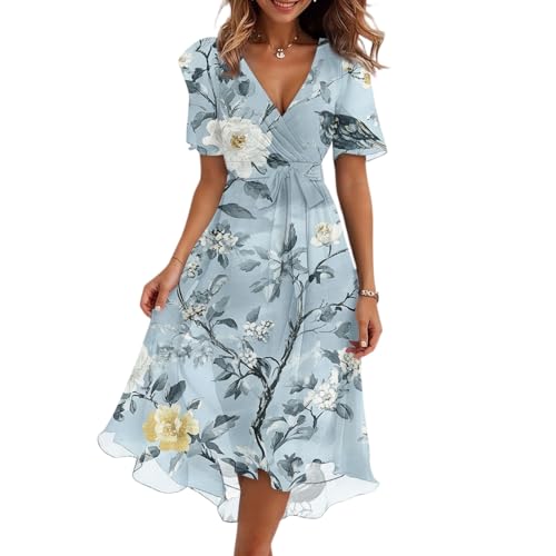 Kleid Damen Sommer Partykleid Sommerkleid Damen Leicht Luftig Strandkleider Musselin Kleid Sommerkleider A Linie Schwangerschaftskleid Leichte Luftige Brautkleid Standesamt Festtagskleider von FUPODD