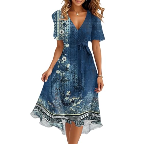 Kleid Damen Sommer Sommerkleid Damen Leicht Luftig Partykleid Strandkleider Musselin Kleid Schwangerschaftskleid Leichte Luftige Sommerkleider A Linie Brautkleid Standesamt Festtagskleider von FUPODD