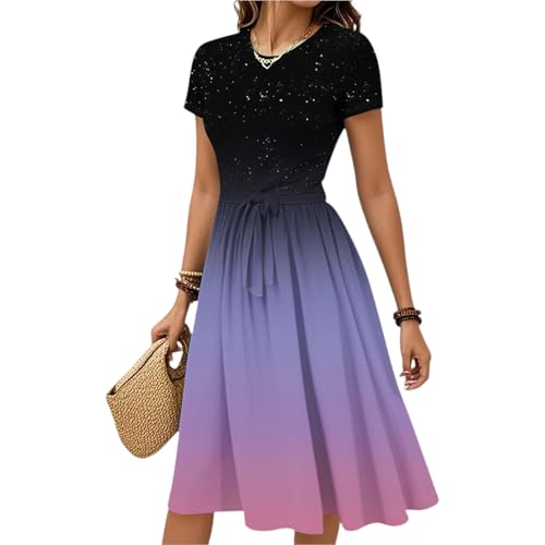Kleid Damen Sommer Sommerkleid Damen Leicht Und Luftig Partykleid Strandkleider Boho T Shirt Kleid Schwangerschaftskleid Leichte Luftige Sommerkleider A Linie Halblang Brautkleid Standesamt von FUPODD