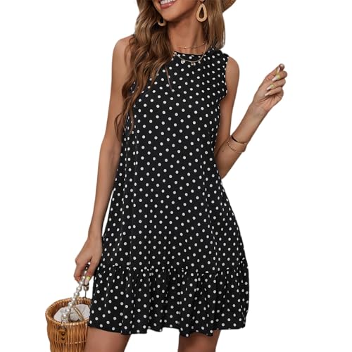 Kleid Punkte Damen Kurz Rüschen Sommerkleid Damen Leicht A Linie Strandkleid Gepunktet Ärmellos Sommerkleider Leicht Und Luftig Strandkleid Schicke Minikleid Frauen Sommer Volant Boho Kleider Kleid Punkte Damen Kurz Rüschen Sommerkleid Damen Leicht A Linie Strandkleid Gepunktet Ärmellos Sommerkleider Leicht Und Luftig Strandkleid Schicke Minikleid Frauen Sommer Volant Boho Kleider von FUPODD