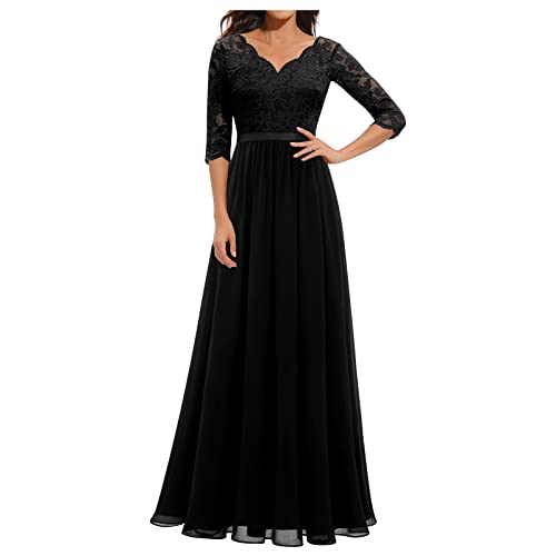 Kleid Weiß Hochzeitsgast A Linien Kleid Damen Sommer Brautjungfernkleider Lang Schwarz Partykleid Leichte Luftige Sommerkleider Weisses Brautkleid Standesamt Shirtkleid Korsett Weiss von FUPODD