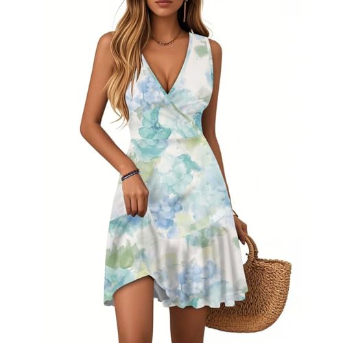Kleider Damen Sommer Elegant Blumenkleid Kurz A Linie Rüschen Sommerkleid Ärmellos Korsett Kleid V Ausschnitt Schicke Sommerkleider Leicht Und Luftig Blumen Volant Strandkleid Frauen Freizeit Kleider Damen Sommer Elegant Blumenkleid Kurz A Linie Rüschen Sommerkleid Ärmellos Korsett Kleid V Ausschnitt Schicke Sommerkleider Leicht Und Luftig Blumen Volant Strandkleid Frauen Freizeit von FUPODD