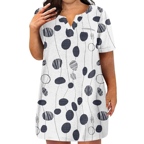 Kleider Damen Sommer Große Größen Tshirt Kleid Blumen Kurz Sommerkleid Kurzarm Strandkleid Elegant Sommerkleider Leicht Und Luftig Freizeitkleid Für Mollige Frauen Shirtkleid Grosse Grössen von FUPODD
