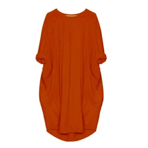 Kleider Damen Sommer Knielang Sommerkleid Damen Elegant Langarm Sommerkleider Frauen Leicht Und Luftig Musselin Kleider Mit Ärmeln Locker Damenkleider Mit Taschen Ballonkleid Mit Taschen von FUPODD