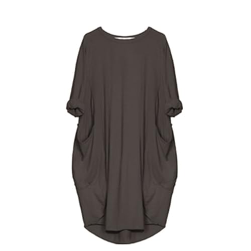 Kleider Damen Sommer Knielang Sommerkleid Damen Elegant Langarm Sommerkleider Frauen Leicht Und Luftig Musselin Kleider Mit Ärmeln Locker Damenkleider Mit Taschen Ballonkleid Mit Taschen von FUPODD