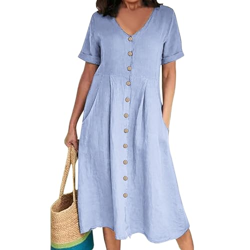 Langes Sommerkleid Damen Grosse Grössen Lange Weißes Kleid Übergröße Damenkleider Sommer Maxikleid Plus Size Stillkleid Große Größen Blusenkleid Für Mollige Boho-Kleid Dicke Frauen Kleidung von FUPODD
