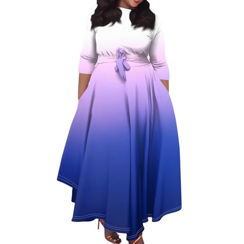 Maxikleid Damen Große Größen Kleider Für Mollige Frauen Sommer Elegante A Linie Casual Sommerkleid 3/23 Ärmel Plus Size Schwingen Kleid Mit Gürtel Farbverlauf Sommerkleider Leicht Luftige Maxikleid Damen Große Größen Kleider Für Mollige Frauen Sommer Elegante A Linie Casual Sommerkleid 3/23 Ärmel Plus Size Schwingen Kleid Mit Gürtel Farbverlauf Sommerkleider Leicht Luftige von FUPODD
