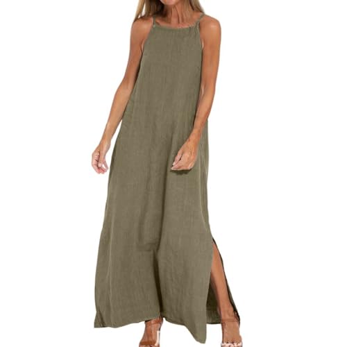 Maxikleid Damen Sommer A Linie Elegant Sommerkleider Leicht Und Luftig trägerkleid mit Beinschlitz Sommerkleid Lang Locker Strandkleid Ärmellos Musselin Kleid Einfarbig Maxi Kleider Frauen Maxikleid Damen Sommer A Linie Elegant Sommerkleider Leicht Und Luftig trägerkleid mit Beinschlitz Sommerkleid Lang Locker Strandkleid Ärmellos Musselin Kleid Einfarbig Maxi Kleider Frauen von FUPODD