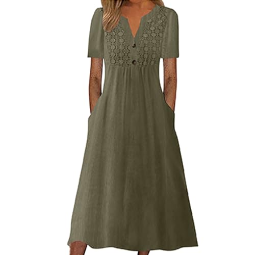 Maxikleid Damen Sommer Boho-Kleid Shirtkleid Damen Musselin T Shirt Kleid Festliches Damenkleider Midi Blusenkleid Vintage Hemdblusenkleid Große Größen Lange Sommerkleider A Linien Partykleid von FUPODD